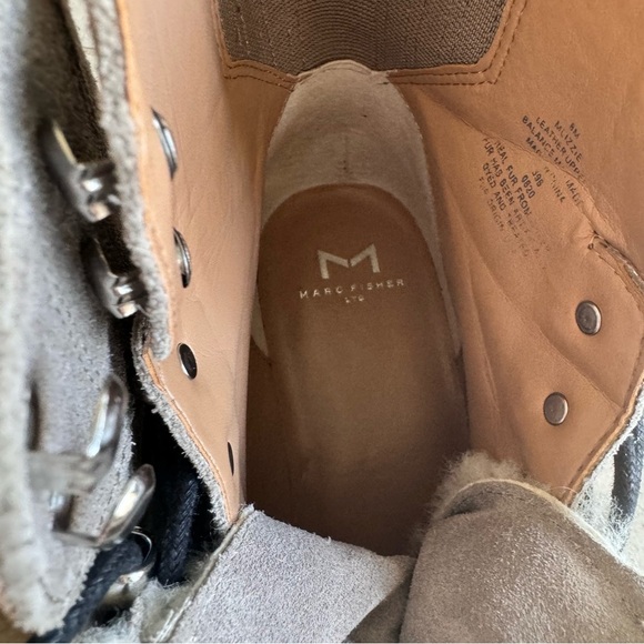 Mark Fisher Izzie Genuine Shearling Lug Sole Laceup Boots Bootie Size 8 - Picture 5 of 12